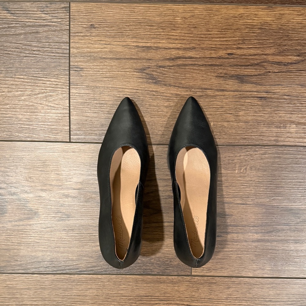 Madewell Black Leather Heels Sz 9.5